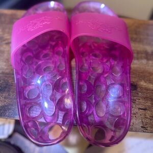 Coach Ulyssa Pink Jelly Pool Slides Sandals - LIKE NEW - Size Girls 3/4